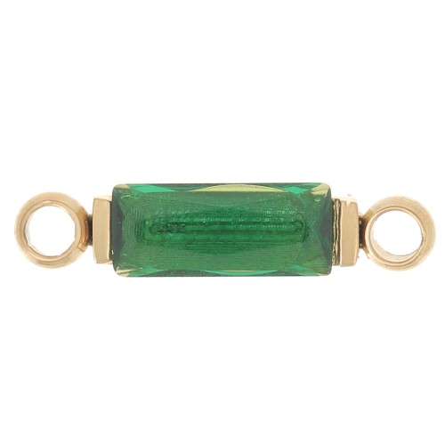 Intercalaire rectangle 13x3 mm oxyde de zirconium - Acier inox 316L Doré - Vert x1