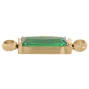 Intercalaire rectangle 13x3 mm oxyde de zirconium - Acier inox 316L Doré - Vert x1