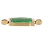 Intercalaire rectangle 13x3 mm oxyde de zirconium - Acier inox 316L Doré - Vert x1
