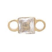 Intercalaire carré 6x3 mm oxyde de zirconium - Acier inox 316L Doré - Crystal x1