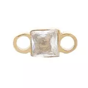 Intercalaire carré 6x3 mm oxyde de zirconium - Acier inox 316L Doré - Crystal x1