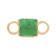 Intercalaire carré 6x3 mm oxyde de zirconium - Acier inox 316L Doré - Vert x1|raw }}