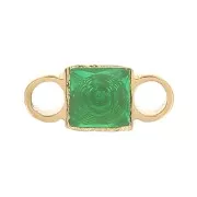 Intercalaire carré 6x3 mm oxyde de zirconium - Acier inox 316L Doré - Vert x1