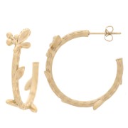 Créoles ouvertes 27 mm avec petites feuilles - Acier Inoxydable 304L Doré x2|raw }}