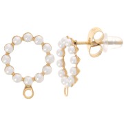 Clous d'oreilles ronds évidés 12mm imit. perle nacrée - Acier inox 304L Doré x2|raw }}