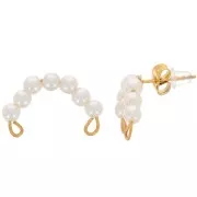 Clous d'oreilles pont 21x13 mm imitation perle nacrée - Acier inox 304L Doré x2