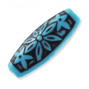 Olive décor antique 29 mm Turquoise/Noir x1|raw }}