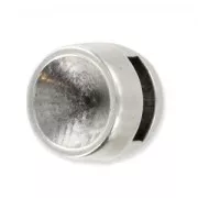 Poussoir porte cabochon 8 mm pour lacet 5 mm Placage Argent fin vieilli x1