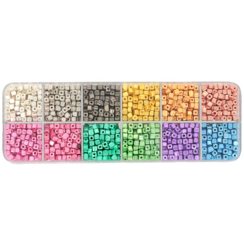 Assortiment de perles cubes Preciosa Ornela 3.4x3.4 mm - Metallic x200g