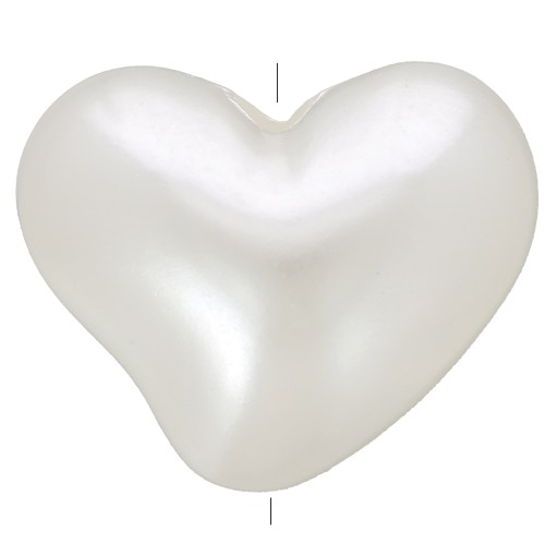 Perles coeur bombé 14x17 mm imitation perle d'eau douce - Blanc nacré x10