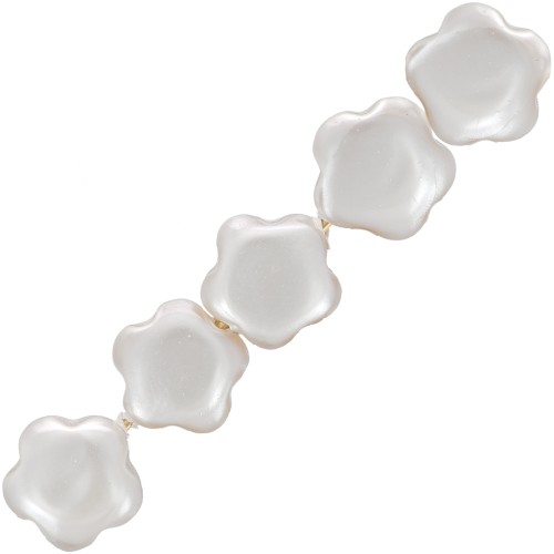 Perles fleur 6 mm en nacre - Naturel x4