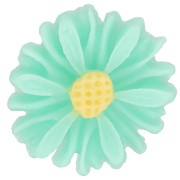 Cabochon fleur en résine 13 mm - Turquoise - Jaune x1