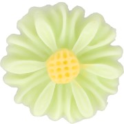 Cabochon fleur en résine 13 mm - Vert clair - Jaune x1