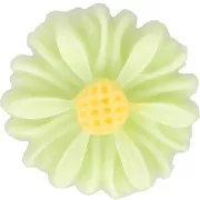 Cabochon fleur en résine 13 mm - Vert clair - Jaune x1