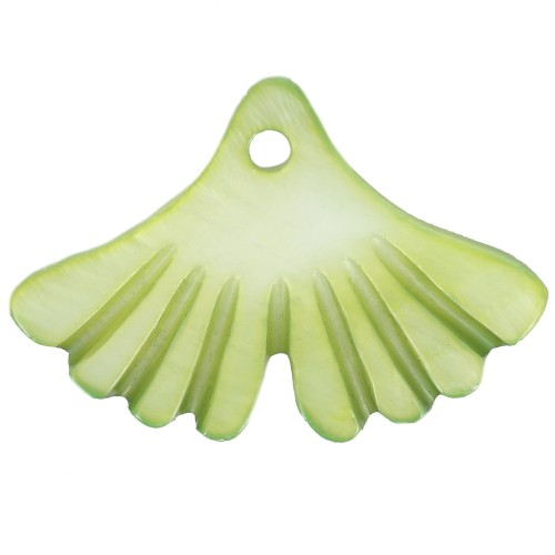 Sequin feuille de ginkgo 12x17 mm en nacre teintée - Vert x1