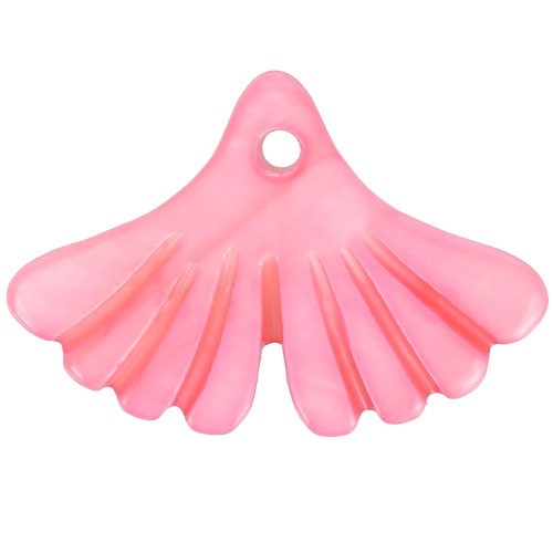 Sequin feuille de ginkgo 12x17 mm en nacre teintée - Rose x1