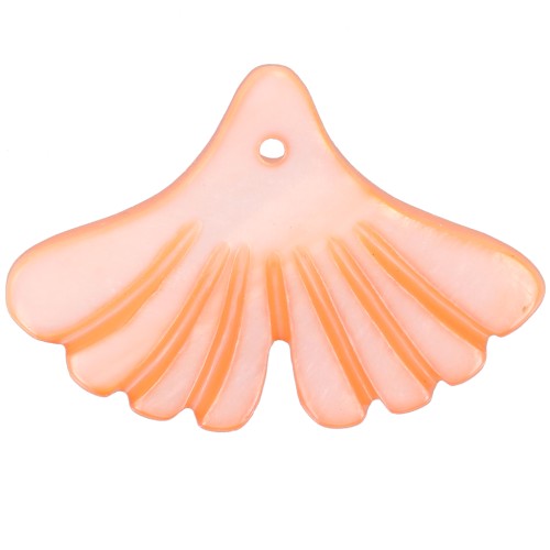 Sequin feuille de ginkgo 12x17 mm en nacre teintée - Orange x1