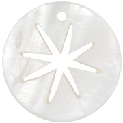 Pendentif rond en nacre 20 mm - motif étoile du nord ajourée - Naturel x1|raw }}