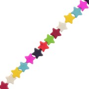 Perles étoile 12 mm imitation pierre gemme teintée Howlite - Multicolore x37cm