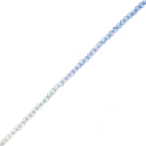 Perles rondes facettées 2 mm - Tie and dye - Bleu - Transparent x36cm