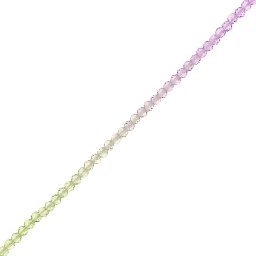 Perles rondes facettées 2 mm - Tie and dye - Lilas - Vert - Crystal x37cm