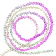 Perles rondes facettées 2 mm - Tie and dye - Beige - Fuchsia - Vert x36cm