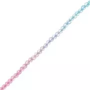 Perles rondes facettées 3 mm - Tie and dye - Bleu clair - Rose - Lilas x36cm