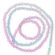 Perles rondes facettées 3 mm - Tie and dye - Bleu clair - Rose - Lilas x36cm