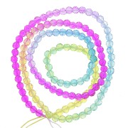 Perles rondes facettées 3 mm - Tie and dye - Fuchsia - Bleu - Vert x37cm
