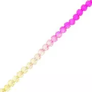 Perles rondes facettées 4 mm - Tie and dye - Fuchsia - Rose - Jaune x35cm