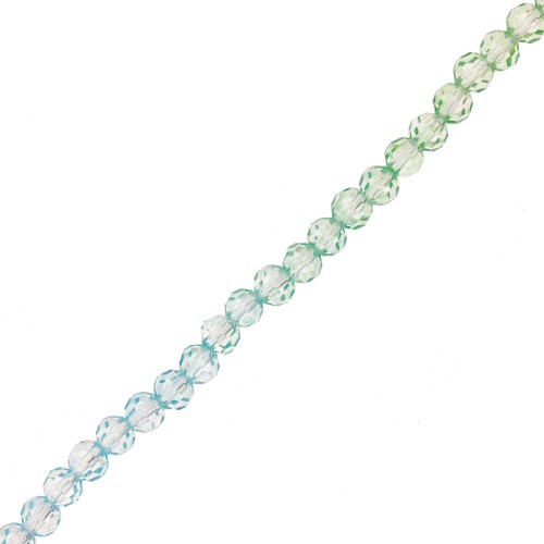 Perles rondes facettées 4 mm - Tie and dye - Bleu - Vert clair x35cm