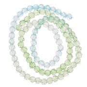 Perles rondes facettées 4 mm - Tie and dye - Bleu - Vert clair x35cm