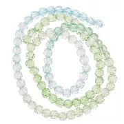 Perles rondes facettées 4 mm - Tie and dye - Bleu - Vert clair x35cm