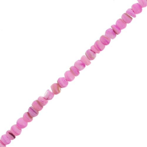 Perles rondelles Heishi coquillage teinté 7 mm - Rose x37cm