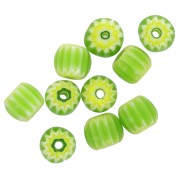 Perles chevrons tubes 6x7 mm en verre - Vert clair x10
