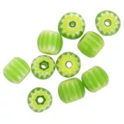 Perles chevrons tubes 6x7 mm en verre - Vert clair x10