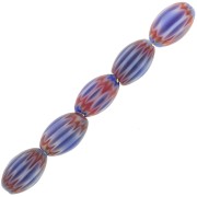 Perles chevrons olives 6x7 mm en verre- Bleu foncé - Rouge x6|raw }}