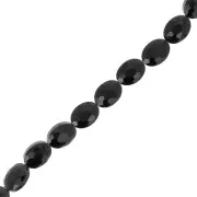 Perles ovales facettées 16x12 mm en verre - Jet x32cm