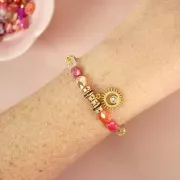 Perles ovales facettées 8x6 mm en verre - Mix Rose - Lilas x58cm