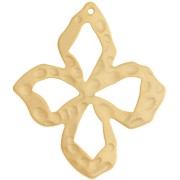 Pendentif fleur martelé 35x31 mm - Doré à l'or fin satiné x1
