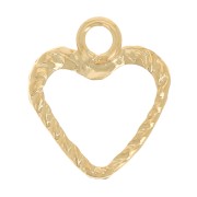 Mini breloque coeur évidé 8x7 mm effet corde - Gold filled (or laminé) x1