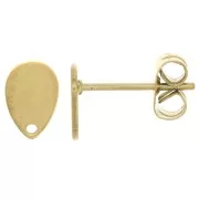 Clous d'oreilles goutte 8x5 mm avec trou - Acier inoxydable 304 Doré x2