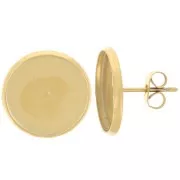 Clous d'oreilles pour cabochon fond plat 14 mm - Acier inoxydable 304 Doré x2