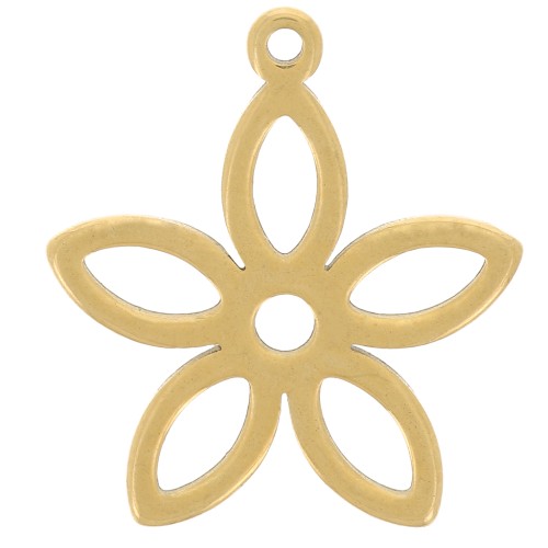 Pendentif fleur évidé 17.5x16 mm - Acier inoxydable 304 Doré x1