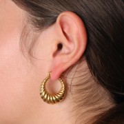 Créoles torsadées bombées 25 mm - Acier inoxydable 304 Doré x2