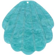 Pendentif coquillage en acétate 50x48 mm - Bleu paon nacré x1