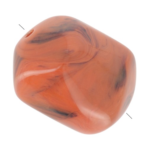 Perle baroque irrégulière en résine opaque 19x15 mm - Terracotta marbré x1