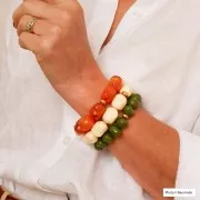 Perle baroque irrégulière en résine opaque 19x15 mm - Terracotta marbré x1