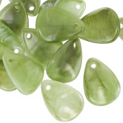 Sequins pétales de fleurs incurvés 17 mm en acrylique - Marbré olive - Blanc x15|raw }}