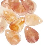 Sequins pétales de fleurs incurvés 17 mm en acrylique - Marbré Ambre x15